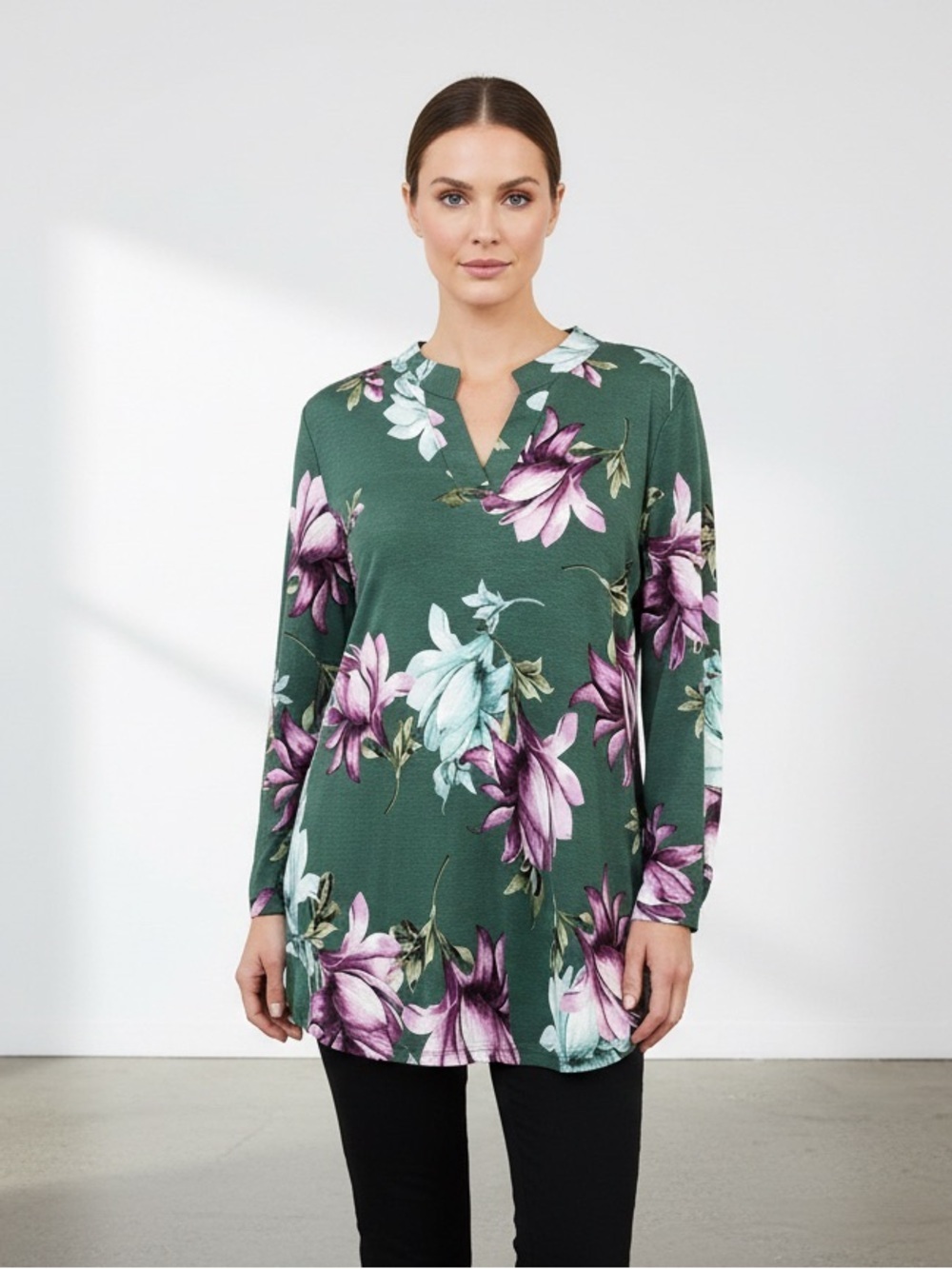Dear Scarlett Rich Hunter Green Violet & Aqua Hues is Effortlessly Flattering